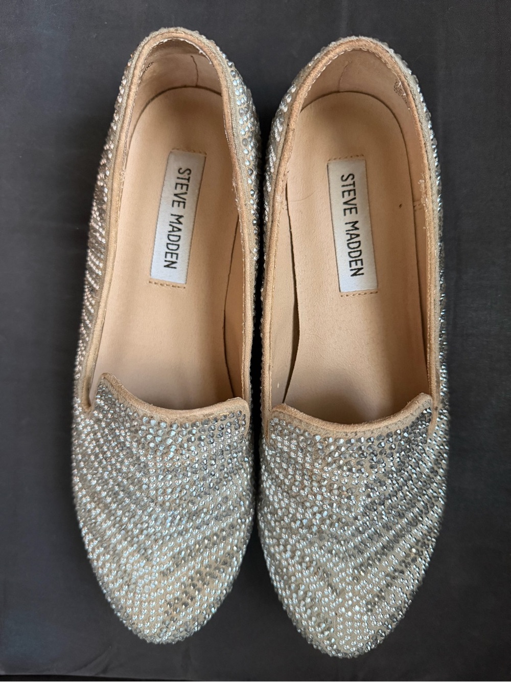 Steve Madden Crystal Embellished Loafers - Silver Glitter